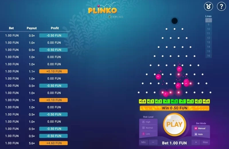 Plinko Ballspiel